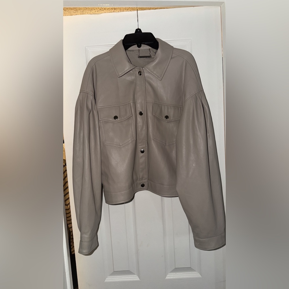 Tahari Women's Taupe Leather Jacket